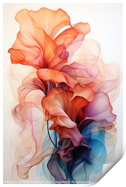 Beautiful Flower Painting on a Clean White Canvas Print by Mirjana Bogicevic
