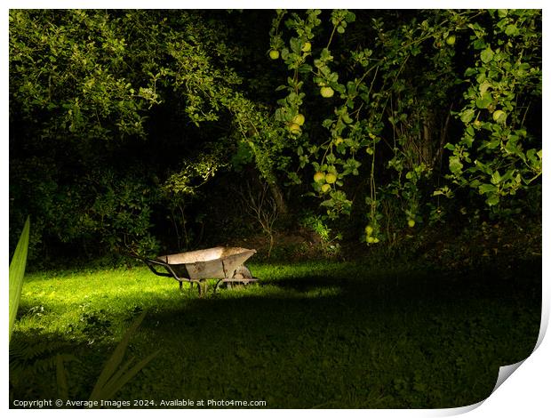 Wheelbarrow by night Print by Average Images