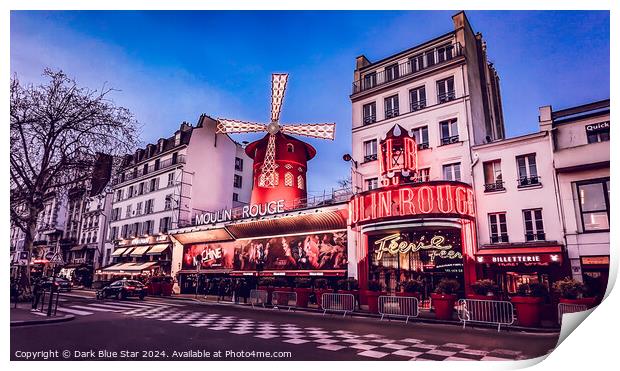 The Moulin Rouge in Paris Print by Dark Blue Star