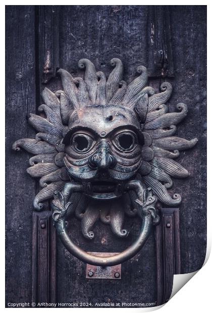 Sanctuary Knocker of Durham Cathedral Print by Anthony Horrocks