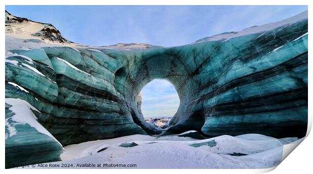 Iceland Ice Cave Panorama Print by Alice Rose