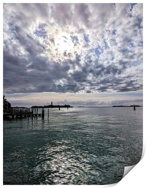 Clouds over Venice lagoon Print by Robert Galvin-Oliphant