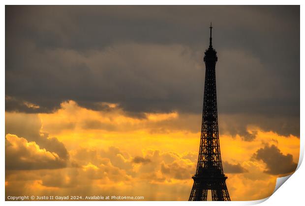 Sunset Eiffel Tower Paris, France Print by Justo II Gayad