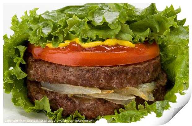 Double Burger in lettuce Print by PhotoStock Israel