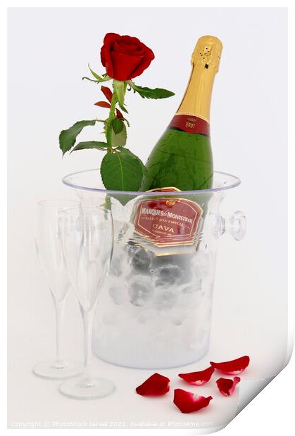 Champagne in an ice bucket Print by PhotoStock Israel