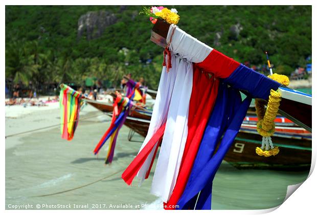 long tailed boat  Koh Phangan Thailand Print by PhotoStock Israel
