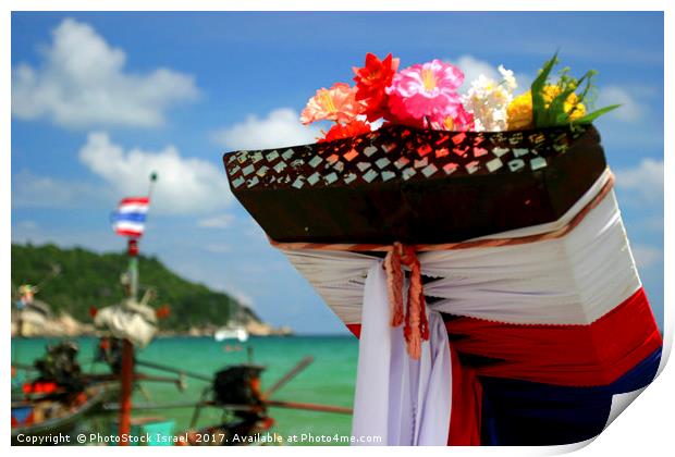 long tailed boat  Koh Phangan Thailand Print by PhotoStock Israel