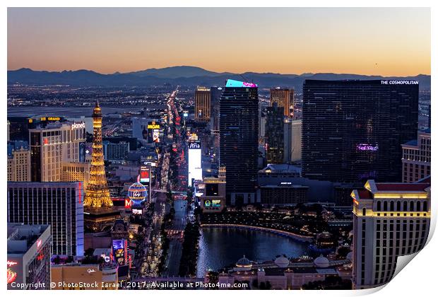 the Strip at night, Las Vegas Print by PhotoStock Israel