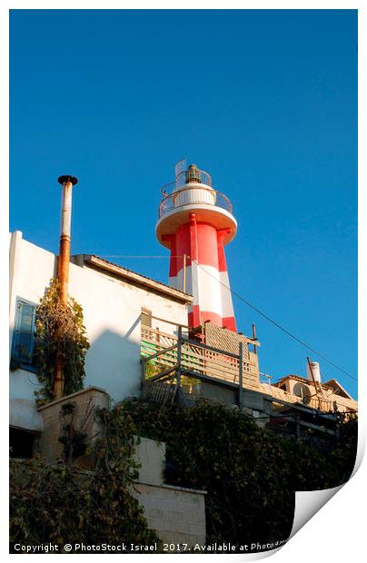 Light house at the old Jaffa port, Israel Print by PhotoStock Israel