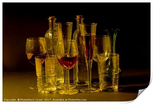 cocktail and wine glasses Print by PhotoStock Israel