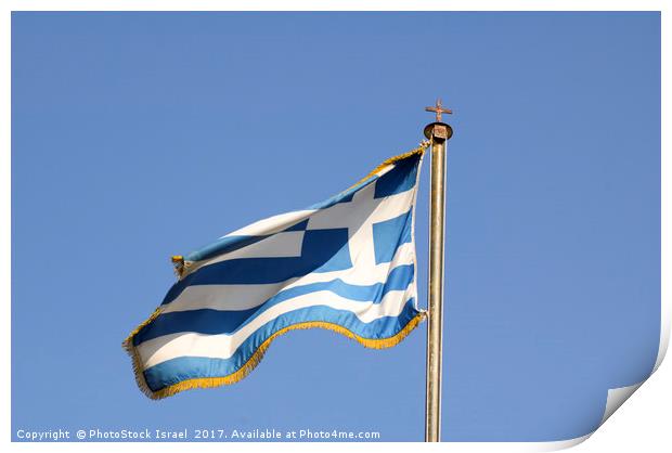Greek flag Print by PhotoStock Israel