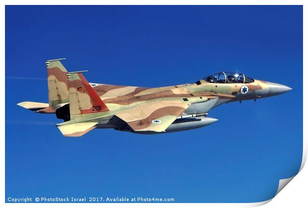 Israeli Air force Fighter jet F15I in flight Print by PhotoStock Israel