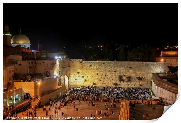 wailing wall On Tisha B'av Jerusalem Print by PhotoStock Israel
