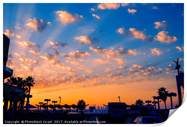 Mediterranean sun set Print by PhotoStock Israel