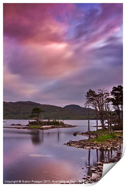 Sunset at Loch Assynt, Scotland Print by Gabor Pozsgai