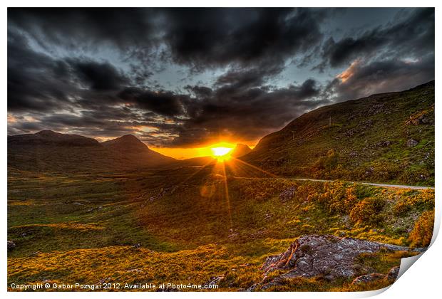 Sunset in the Highlands Print by Gabor Pozsgai