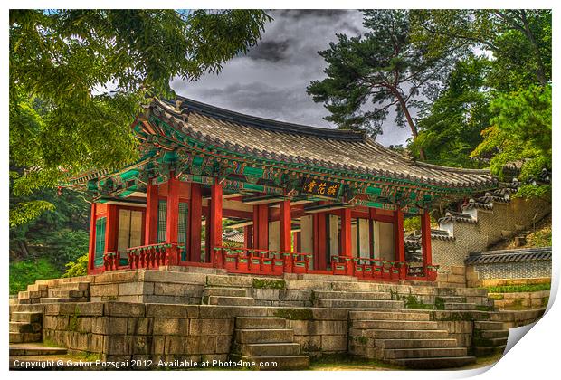 Pavillon at Gyeongbokgung Palace, South Korea Print by Gabor Pozsgai