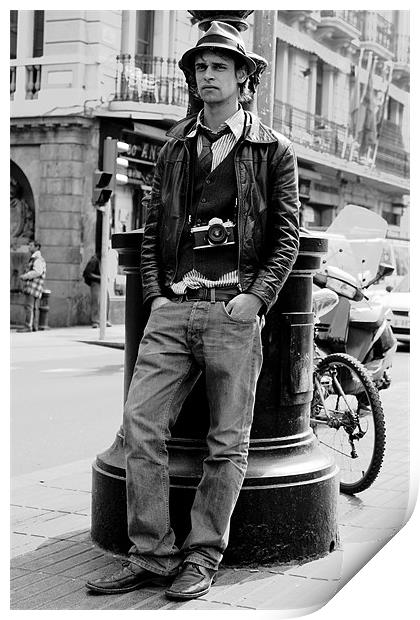 Man with vintage camera Print by Gabor Pozsgai