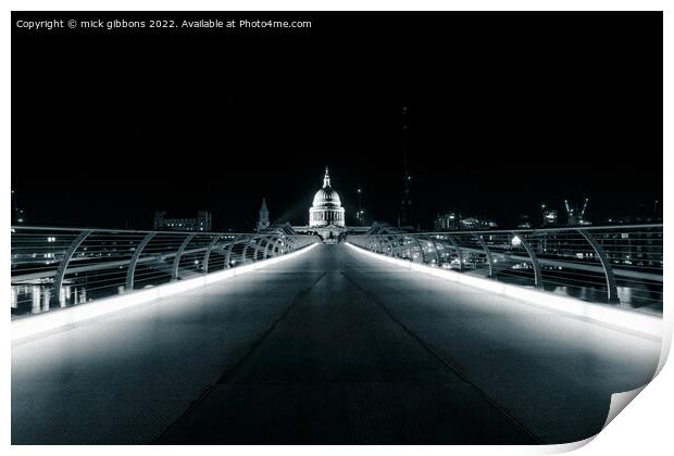 London St Paul's Cathedral over Millennium Bridge Print by mick gibbons