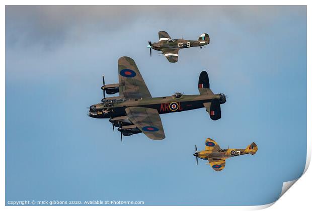 Battle Of Britain Memorial Flight  Print by mick gibbons