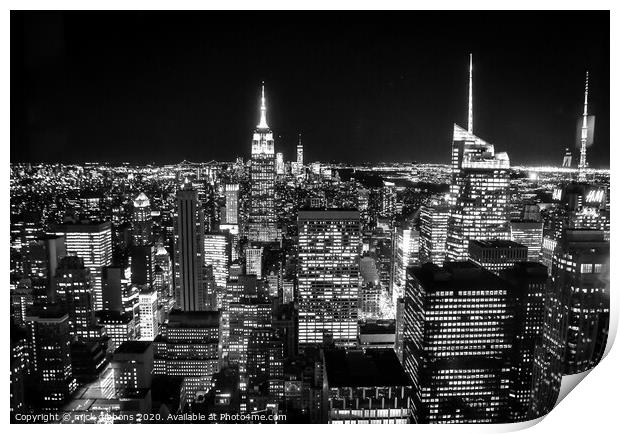 New York Empire State Building Night Life Black and White Print by mick gibbons