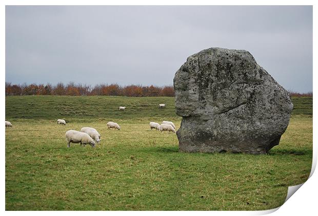 Avebury in November Print by Rebekah Drew