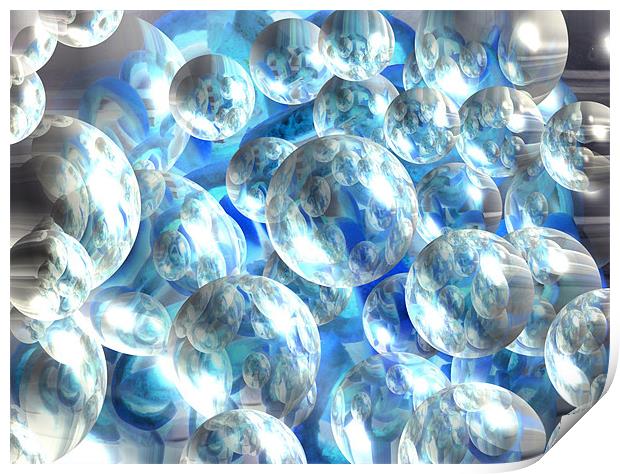 blue melon bubbles Print by eamonn siu