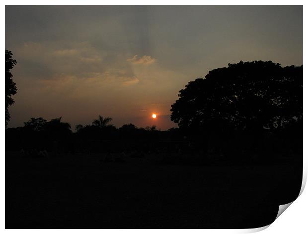 in the evening Print by swapan nagpal