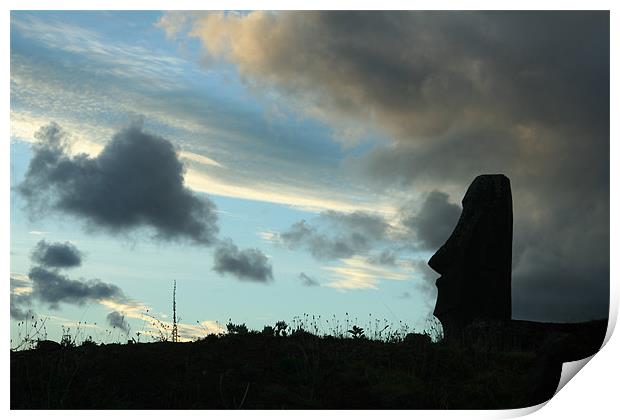 Easter Island Moai Statue Print by Andrew Carr