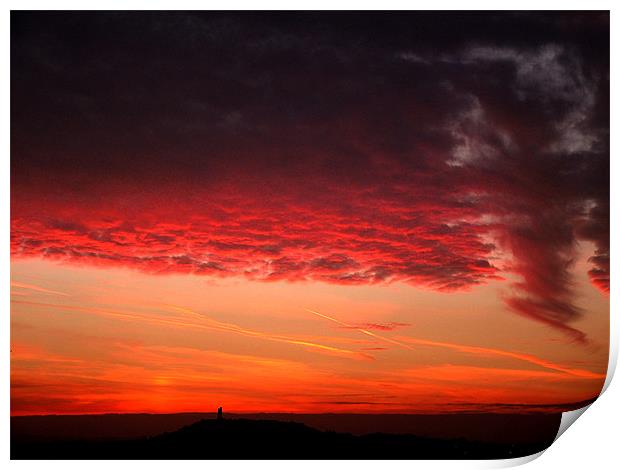 Sunset over Castle Hill Print by Stephen Brown