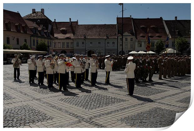 Military brass band parade Sibiu Romania Print by Adrian Bud