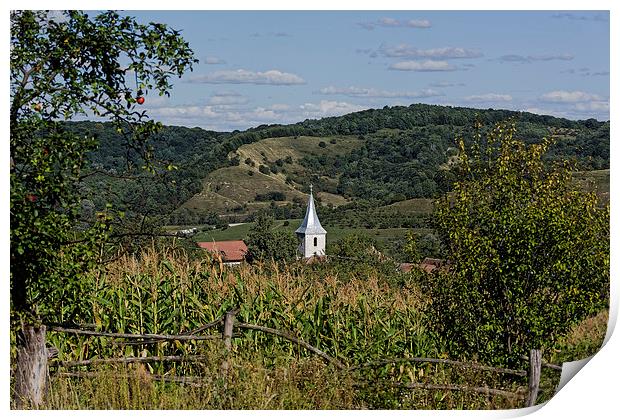 Nucet hill village Sibiu county Romania Print by Adrian Bud