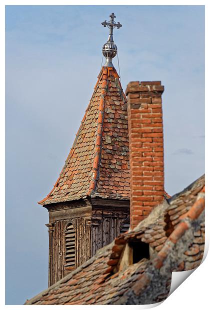 Old Town Sibiu Romania Peak Tower Church Asylum Print by Adrian Bud