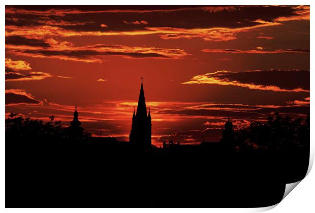 The Silhouette of the Old Town Sibiu Romania Print by Adrian Bud