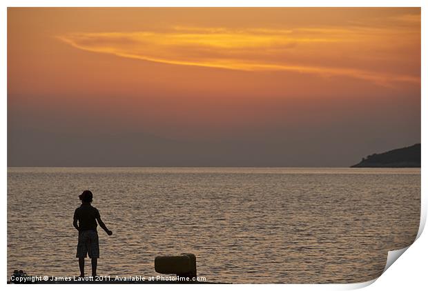 Agnostas Boy Fishing 1 Print by James Lavott