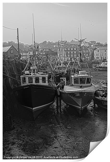 Trawlers At Rest Print by James Lavott