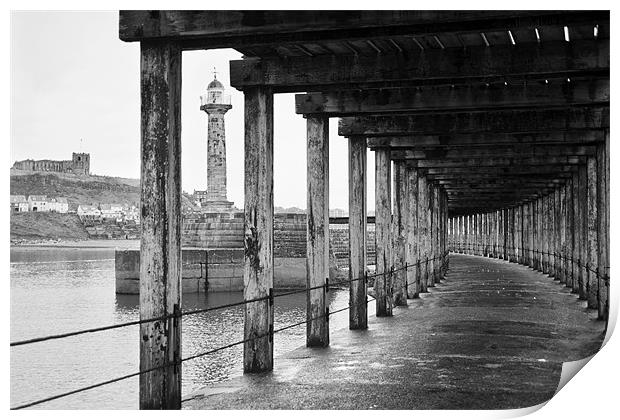 Whitby Pier Print by Fee Easton