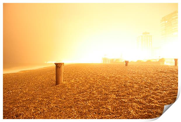 Brighton Beach Nightime Print by mark blower