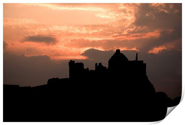 Dunluce Castle Silhouette Print by Darren Smith