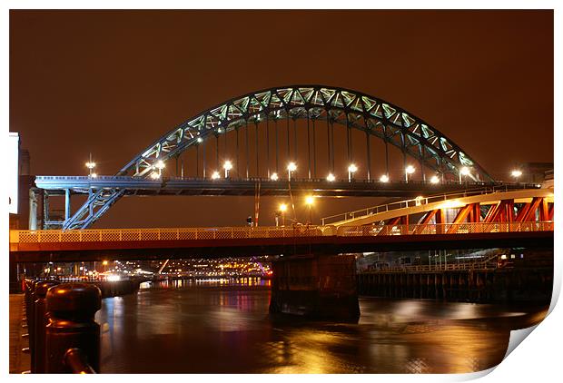 Tyne bridge at night Print by gary barrett