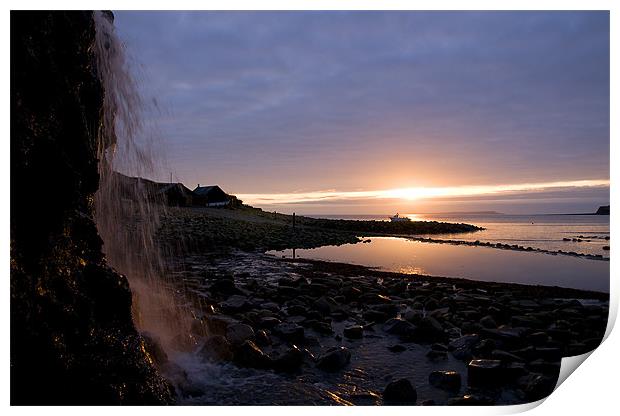 Waterfall Sunset Print by James Battersby