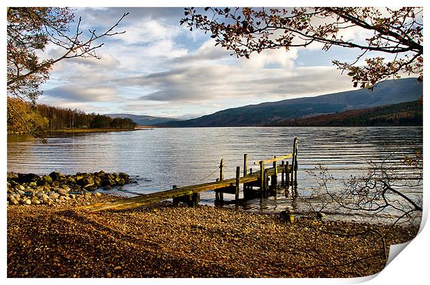 Old Wooden Jetty on Loch Arkaig Print by Jacqi Elmslie