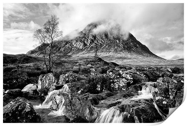 Buachaille Etive Mor black and white Print by Jacqi Elmslie