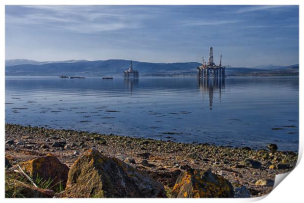 Cromarty Firth Oil Rigs  Print by Jacqi Elmslie