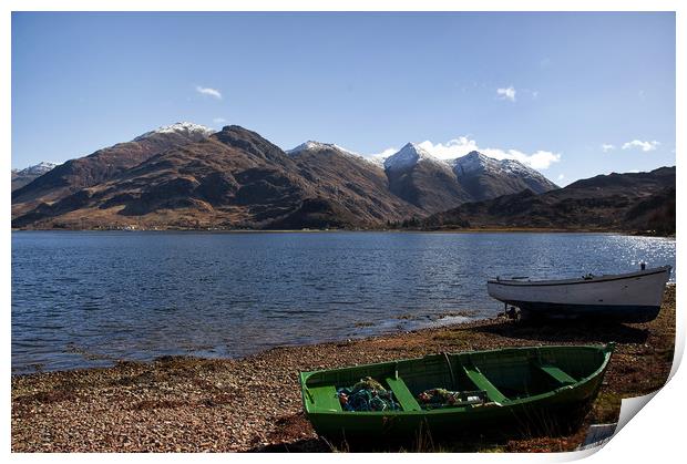 Green Boat by Loch Duich Print by Jacqi Elmslie
