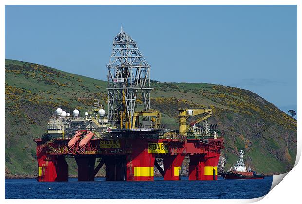 Oil Rig in Cromarty Firth Print by Jacqi Elmslie