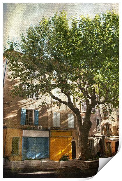 Colourful corner of Aups, Provence, France Print by Jacqi Elmslie