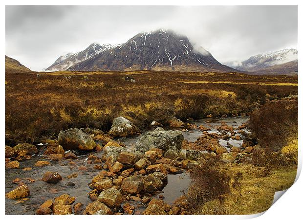 Across the Moor to Buachaille Etive Mor Print by Jacqi Elmslie