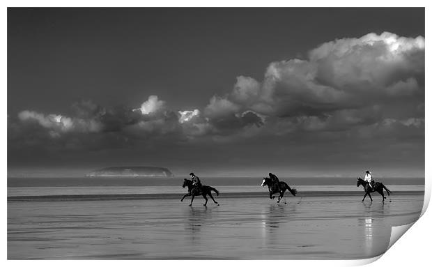 Horses in a storm Print by Dave Hayward