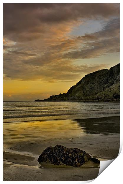 Mevagissey Beach At Sunset. Print by Jim kernan